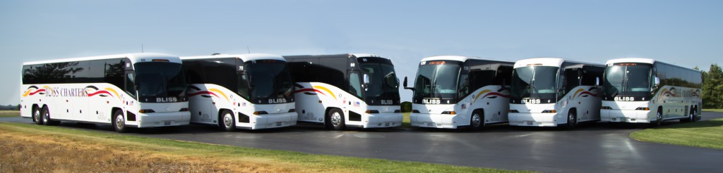 Photo of the fleet of motorcoaches